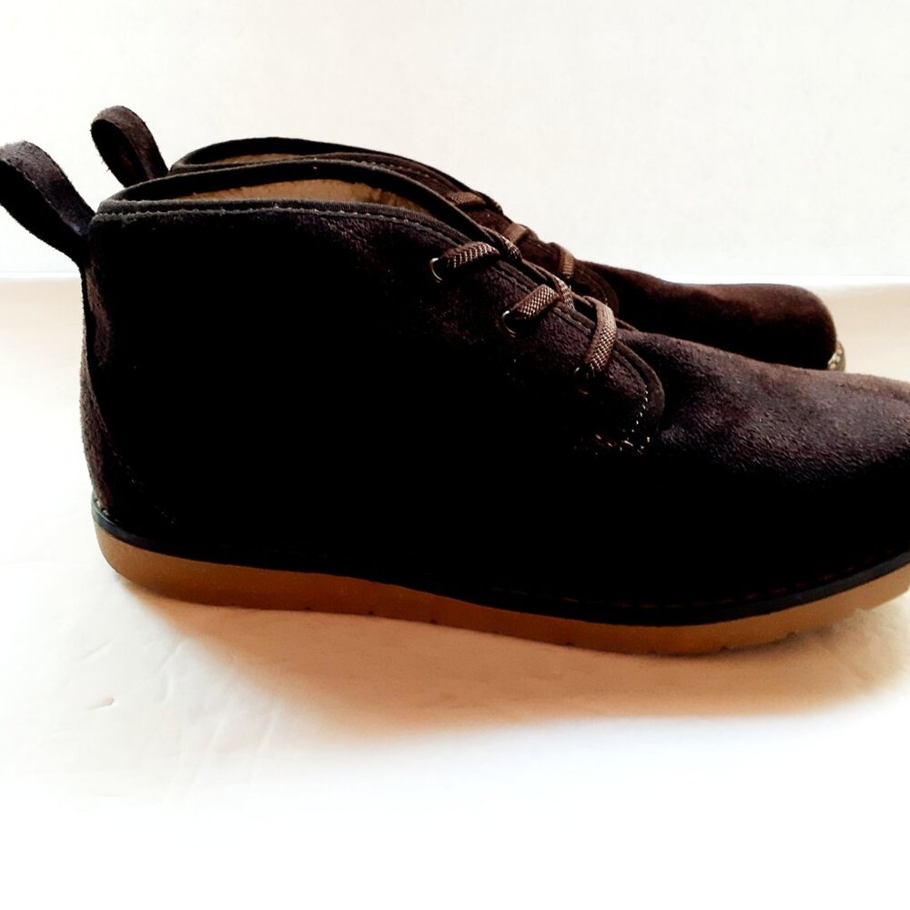 Sonoma Boys Boots Chukka Brown Faux Suede Ankle Fur Lining Slip On Size 5 - Picture 4 of 8